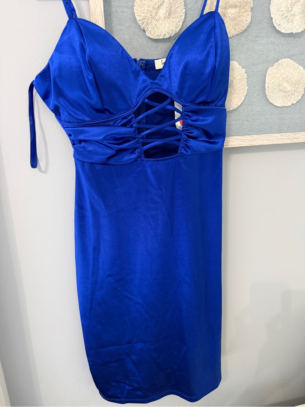 love J Royal Blue Strappy Cutout Bodycon Mini Dress